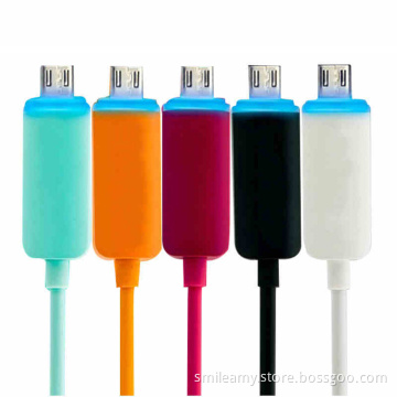 Colorful Led Light Sync Charger Micro USB Cable for Android Smart phones